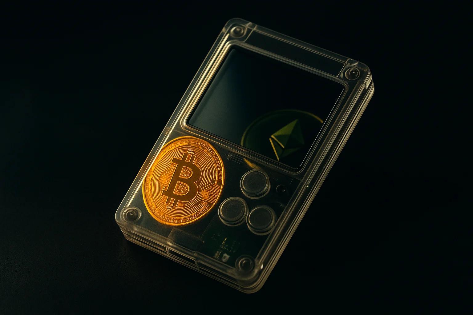 Transparent device with a Bitcoin and Ethereum