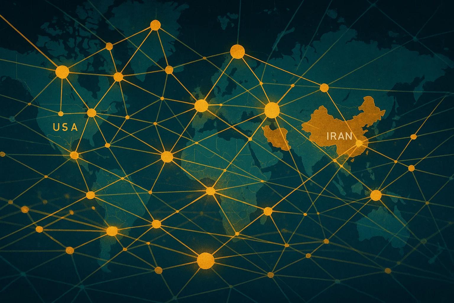 World map with interconnected nodes highlighting