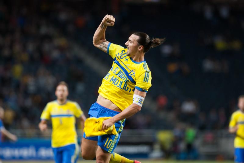 Zlatan scoring his 50th goal for the Swedish national team
