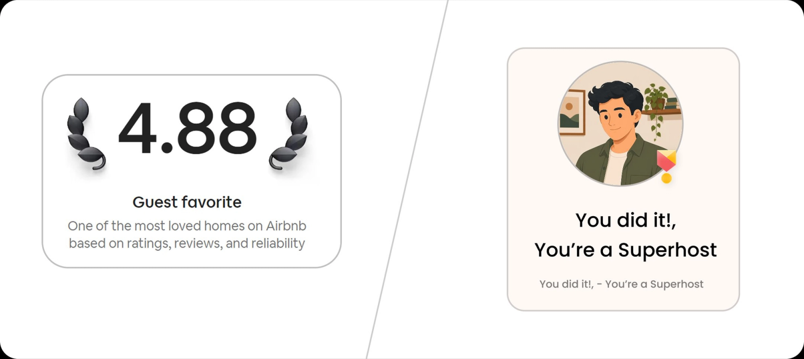 uperhost vs Guest Favourite on Airbnb host metrics vs listing ratings comparison