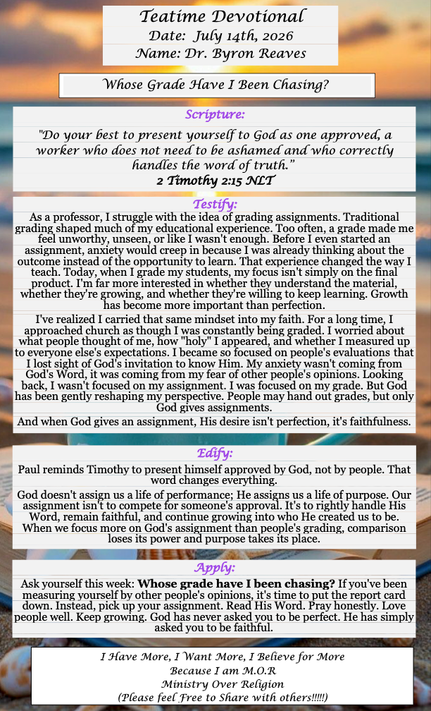 TeaTime Devotional July 14th, 2026