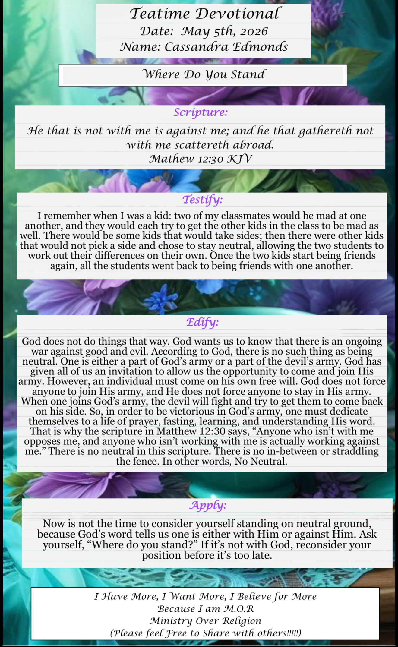 TeaTime Devotional May 5th, 2026
