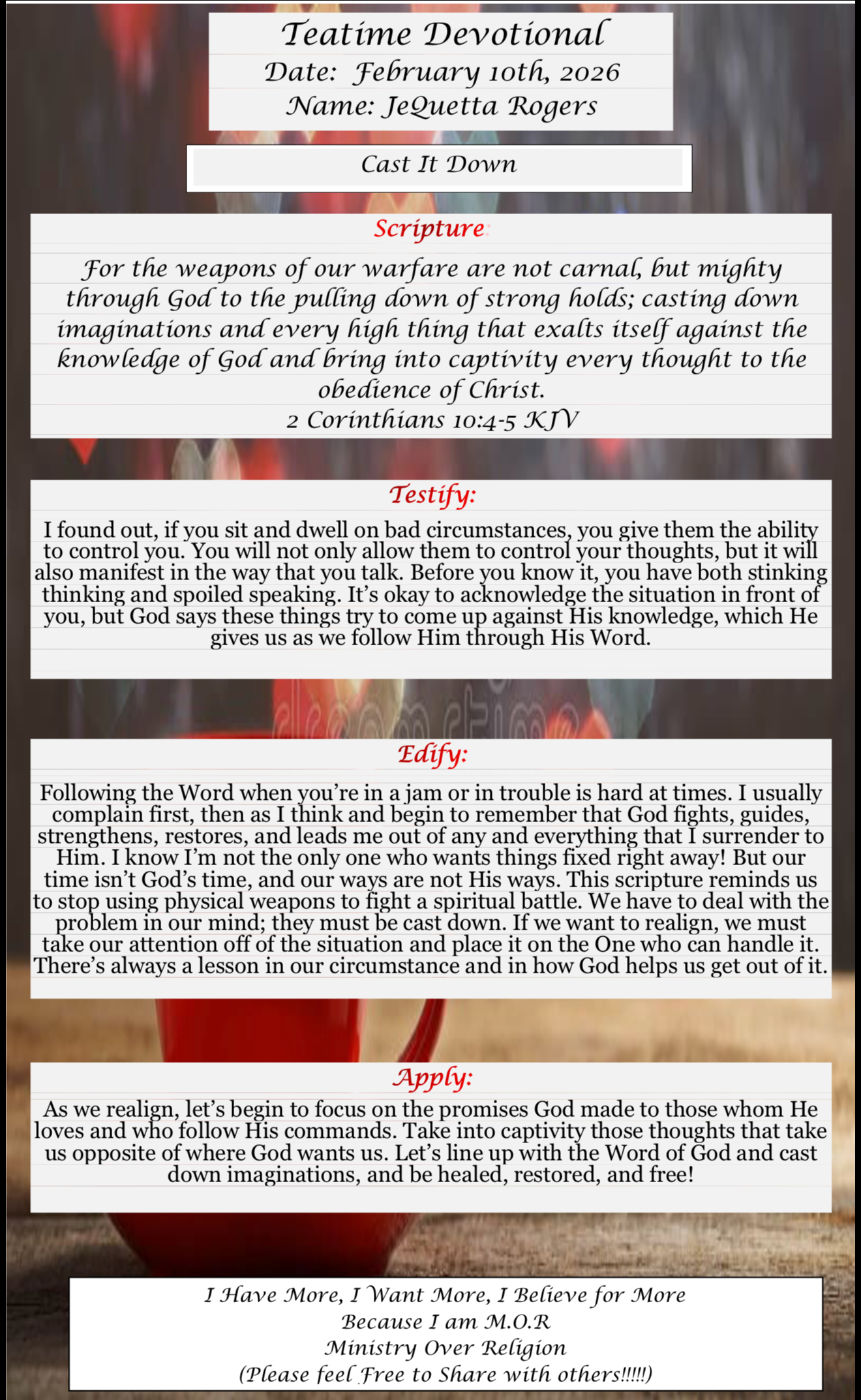 TeaTime Devotional February 10th, 2026
