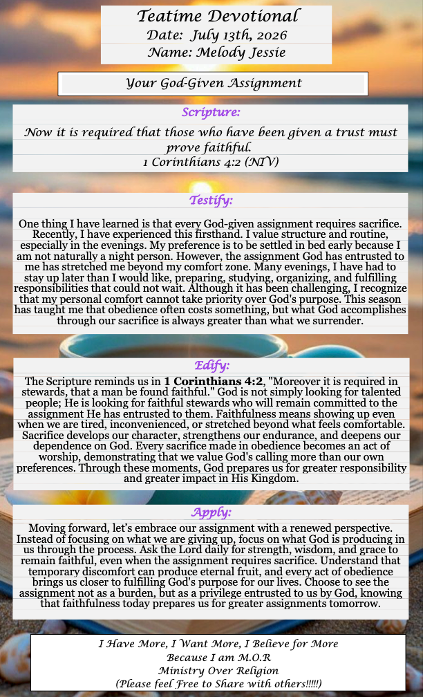 TeaTime Devotional July 13th, 2026