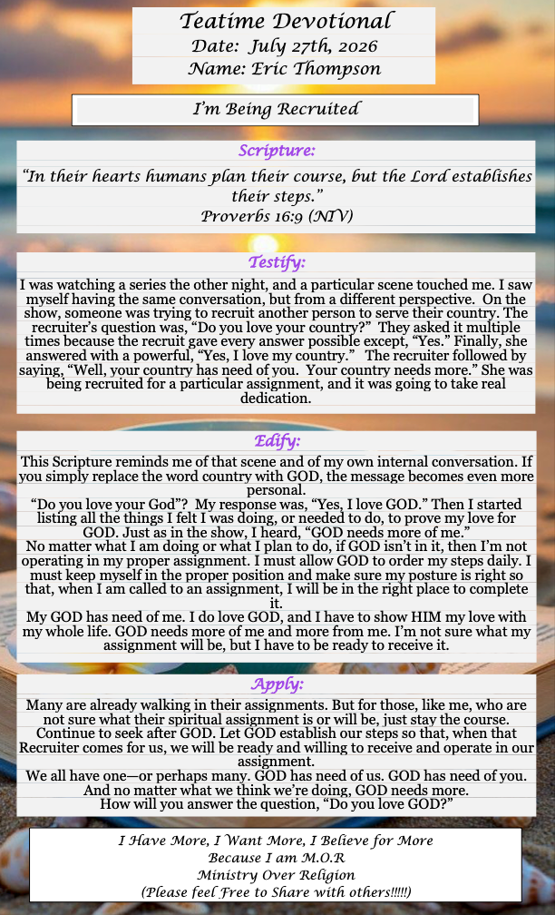 TeaTime Devotional July 27th, 2026