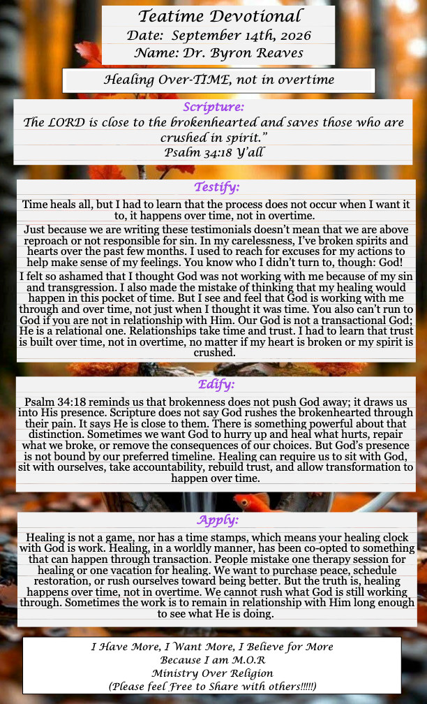 TeaTime Devotional September 14th, 2026
