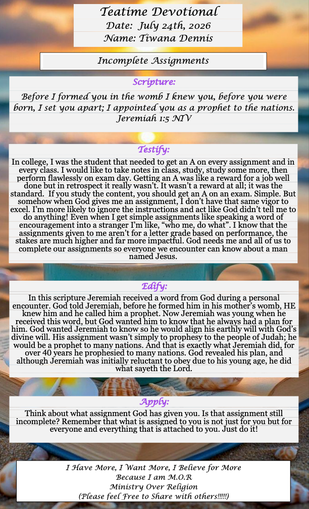 TeaTime Devotional July 24th, 2026