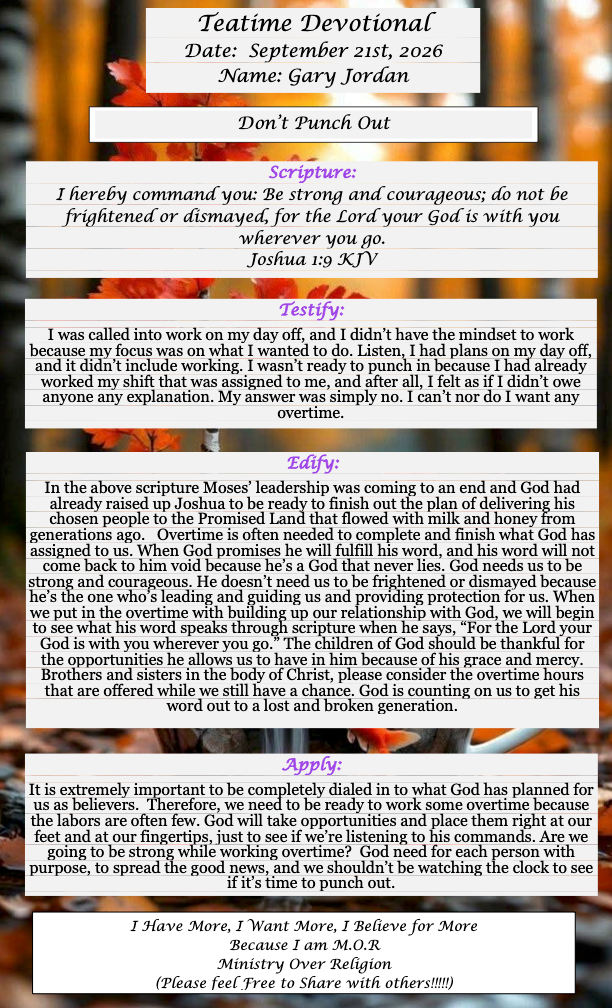 TeaTime Devotional September 21st, 2026