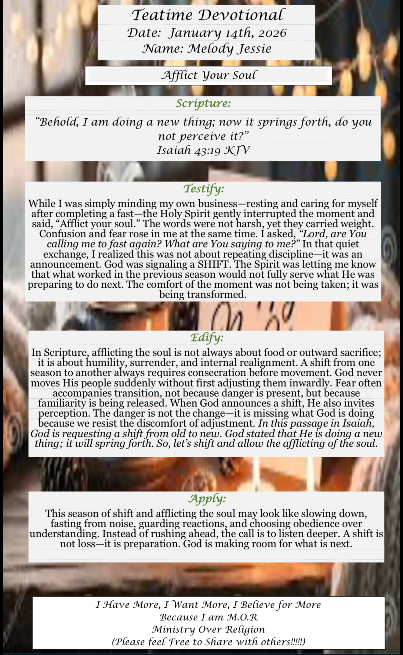 TeaTime Devotional January 14th, 2026