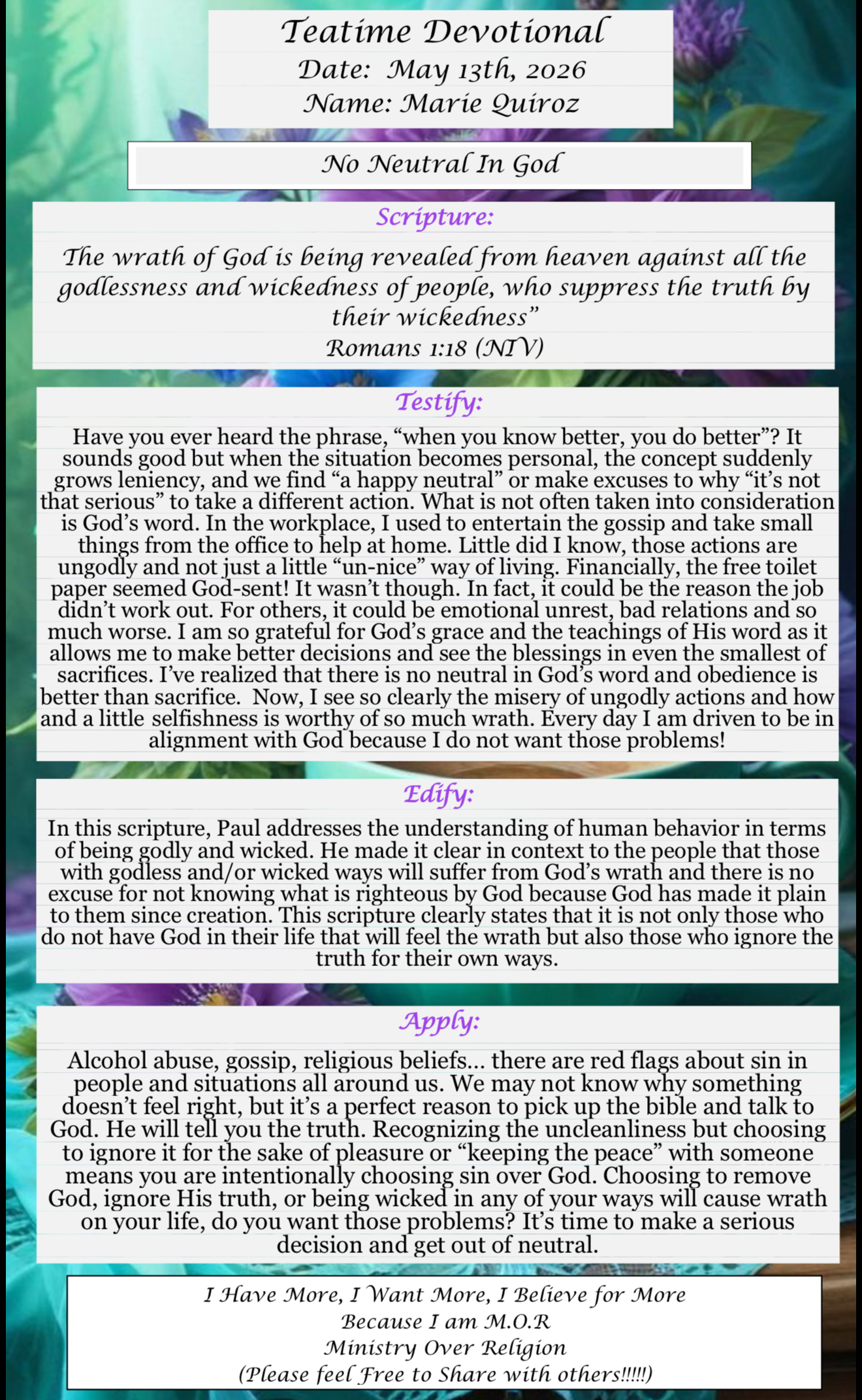 TeaTime Devotional May 13th, 2026