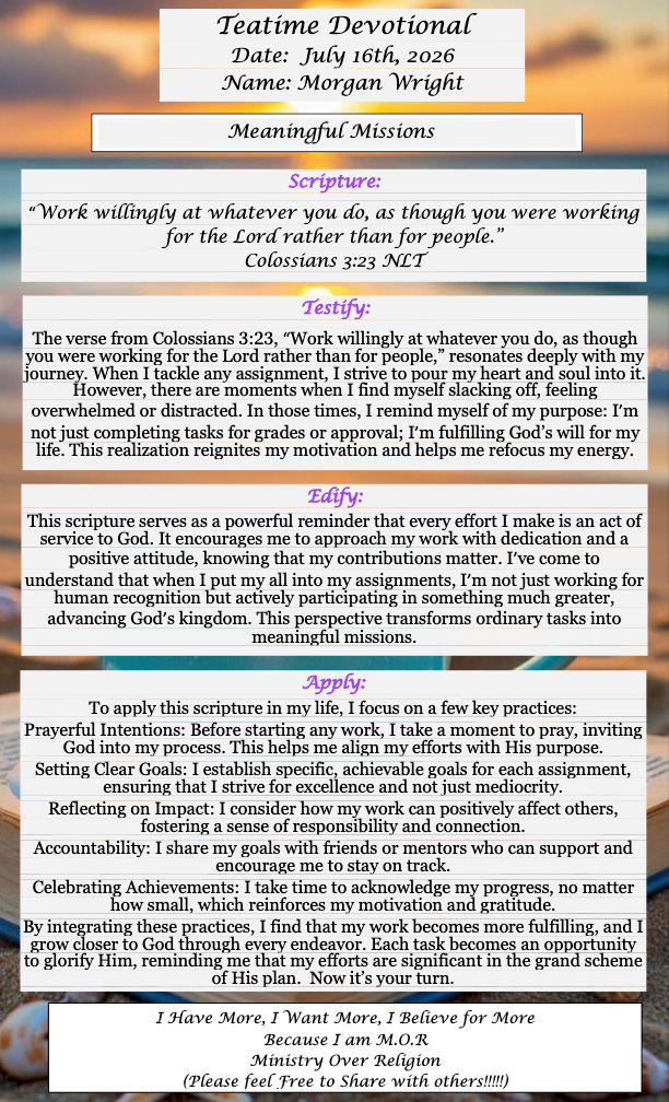 TeaTime Devotional July 16th, 2026