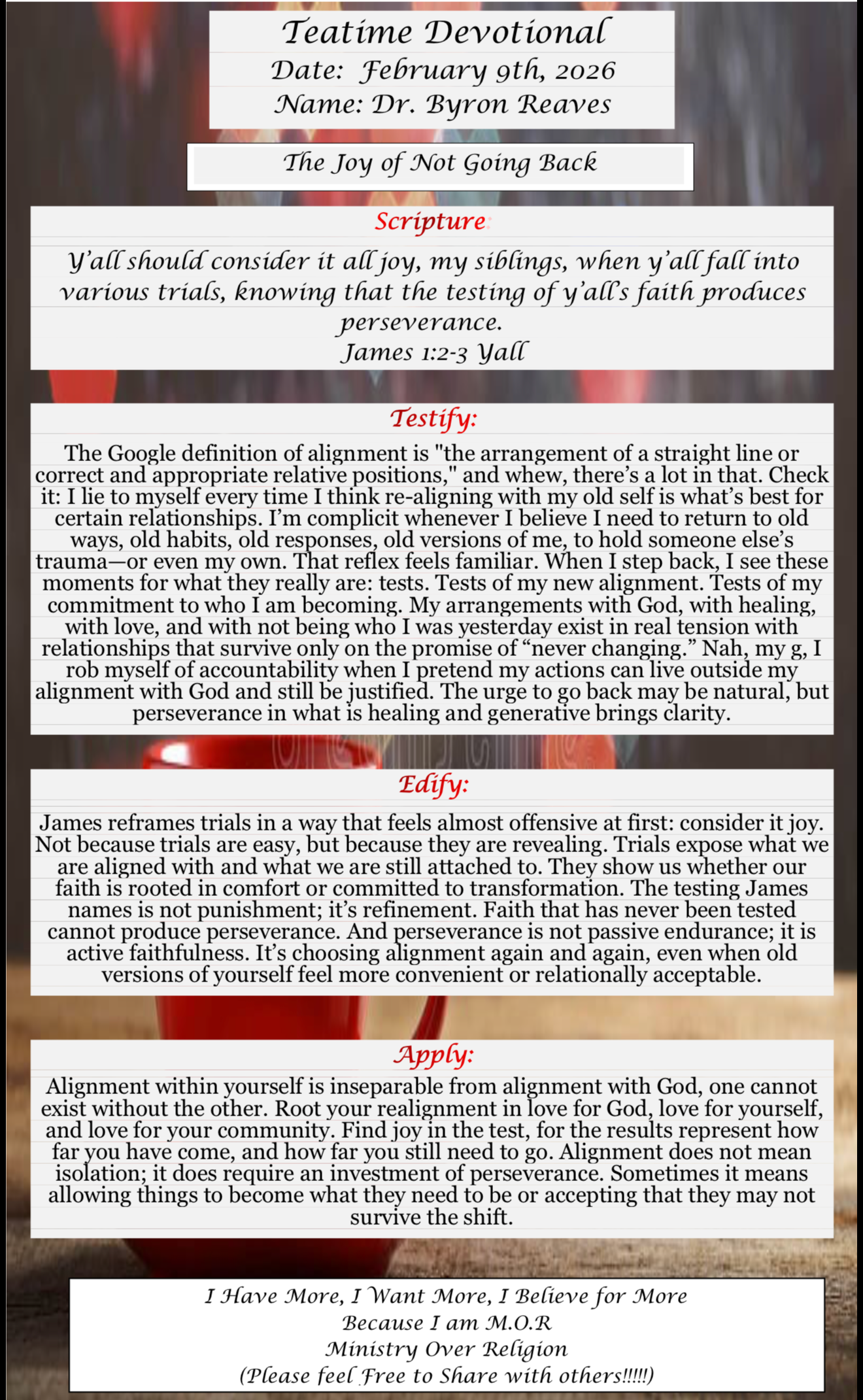 TeaTime Devotional February 9th, 2026