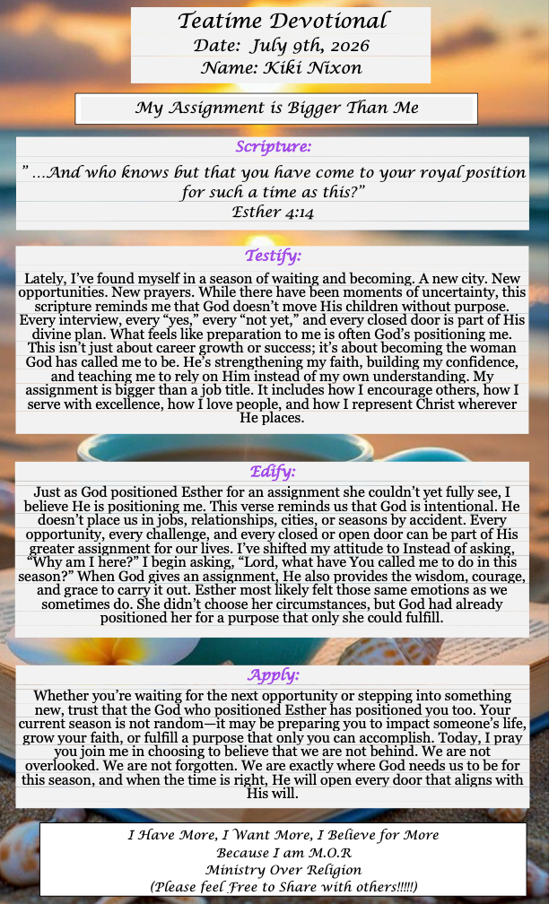 TeaTime Devotional July 9th, 2026