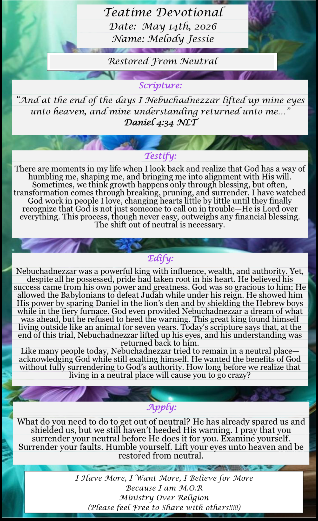 TeaTime Devotional May 14th, 2026