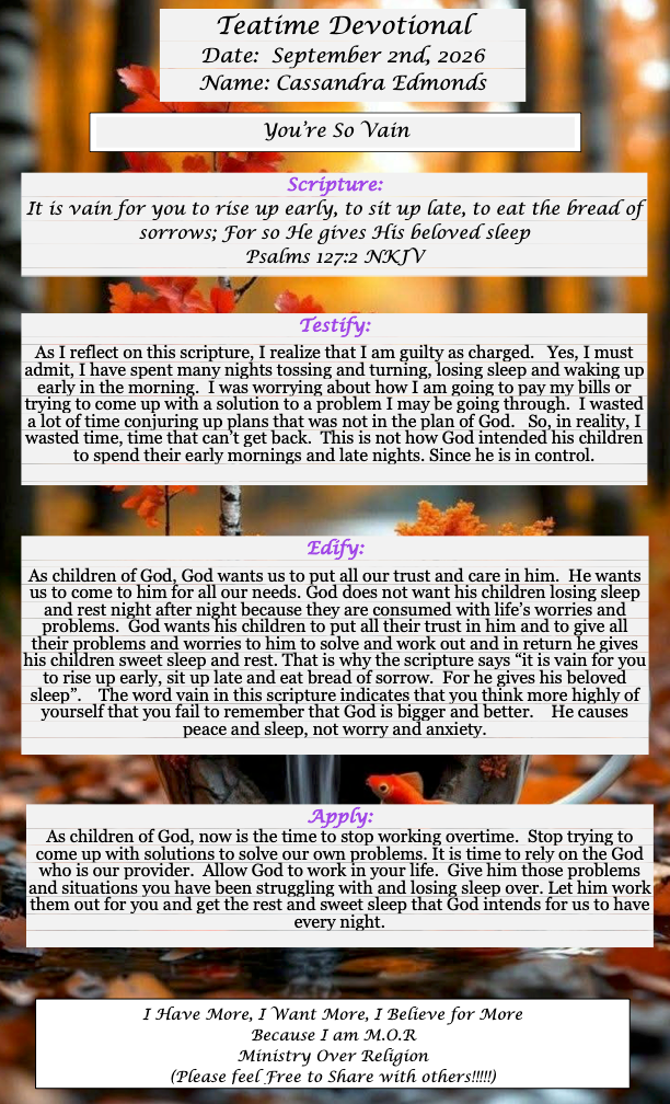 TeaTime Devotional September 02nd, 2026