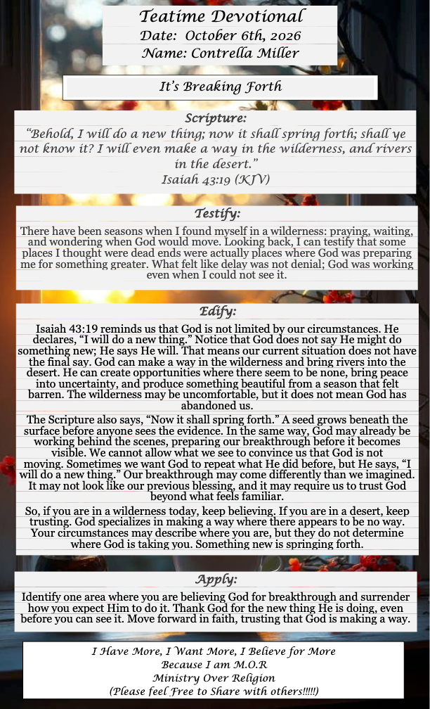 TeaTime Devotional October 06th, 2026