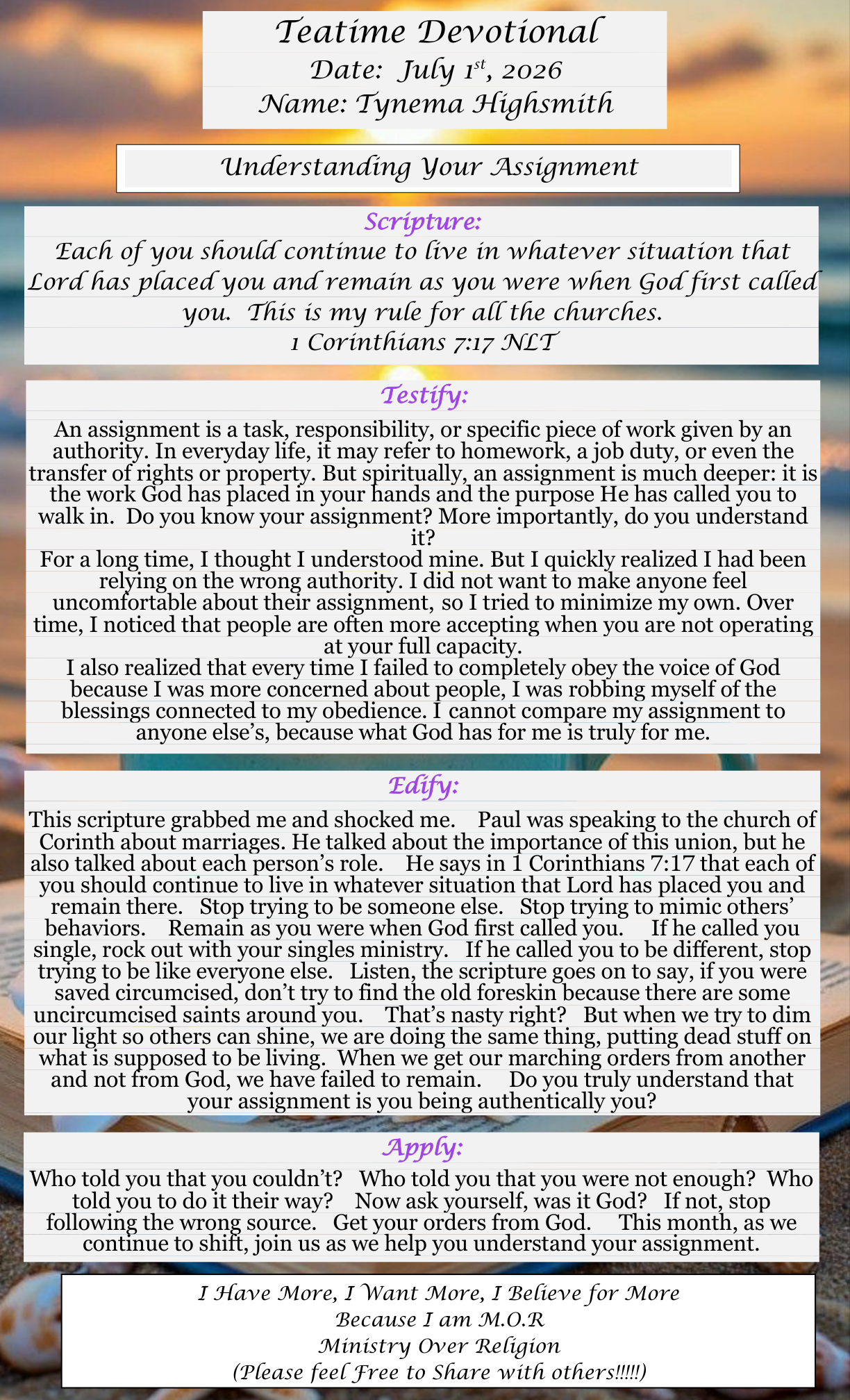TeaTime Devotional July 1st, 2026
