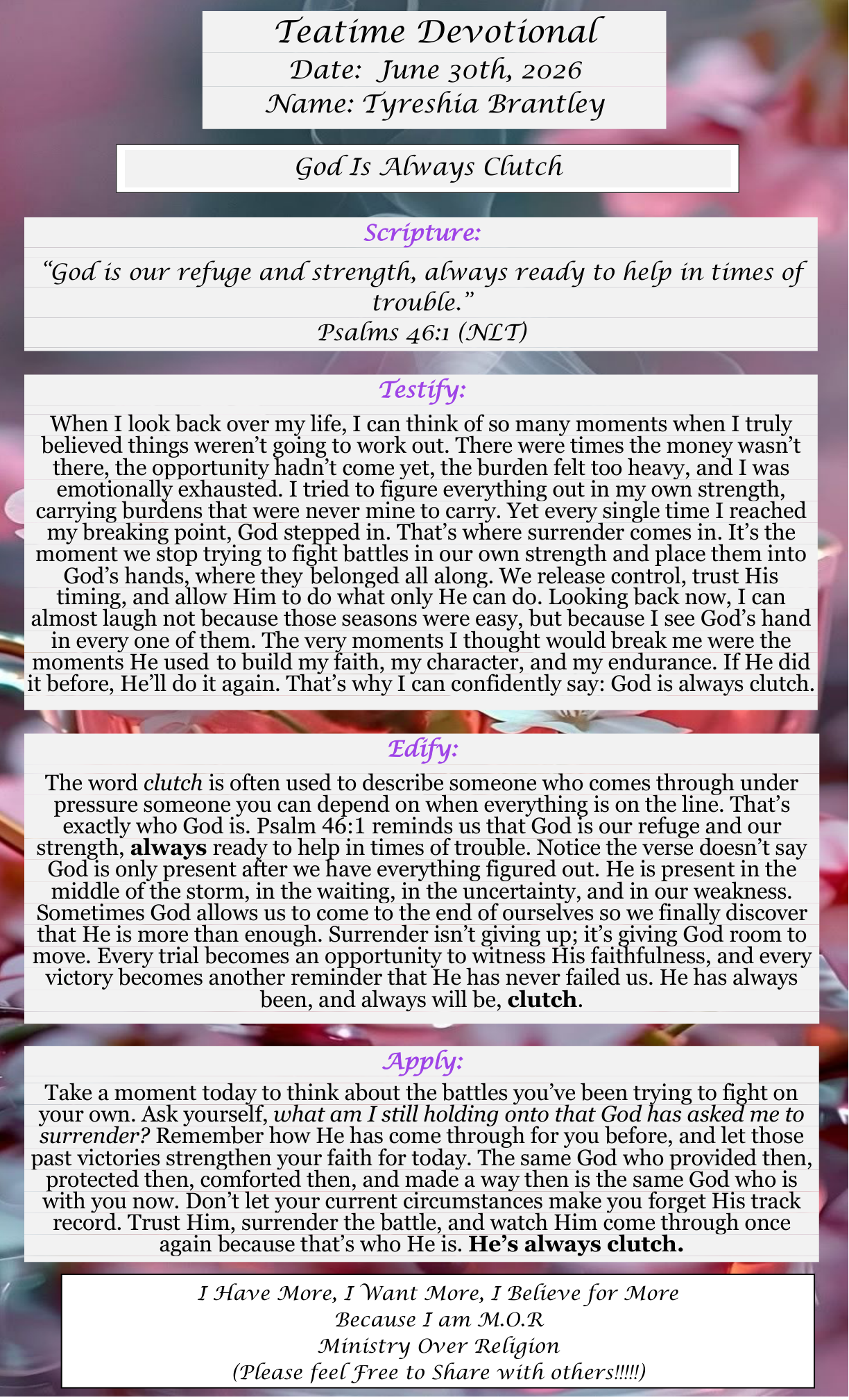 TeaTime Devotional June 30th, 2026