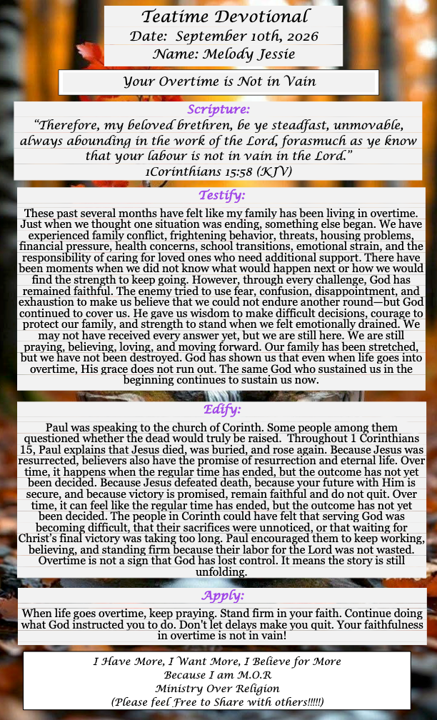 TeaTime Devotional September 10th, 2026