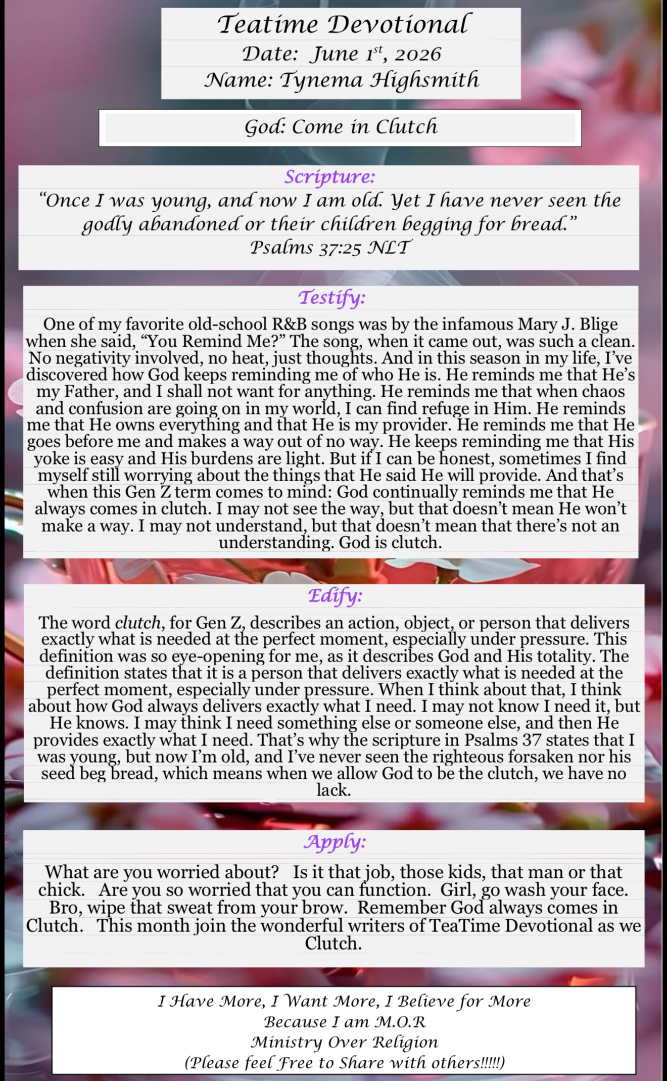 TeaTime Devotional June 1st, 2026