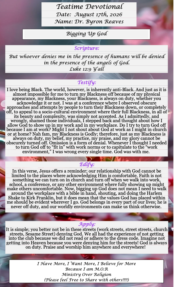 TeaTime Devotional August 17th, 2026