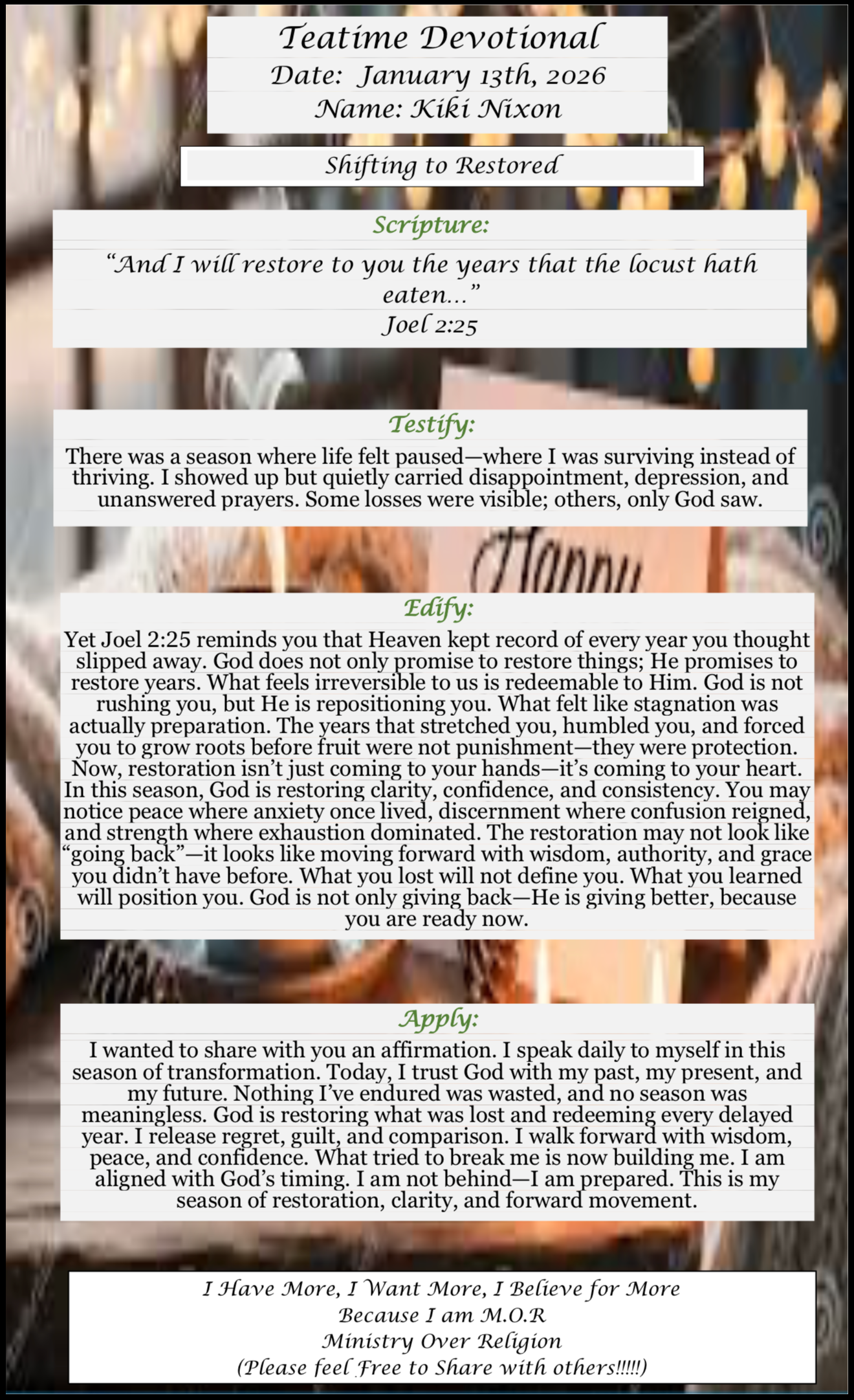 TeaTime Devotional January 13th, 2026
