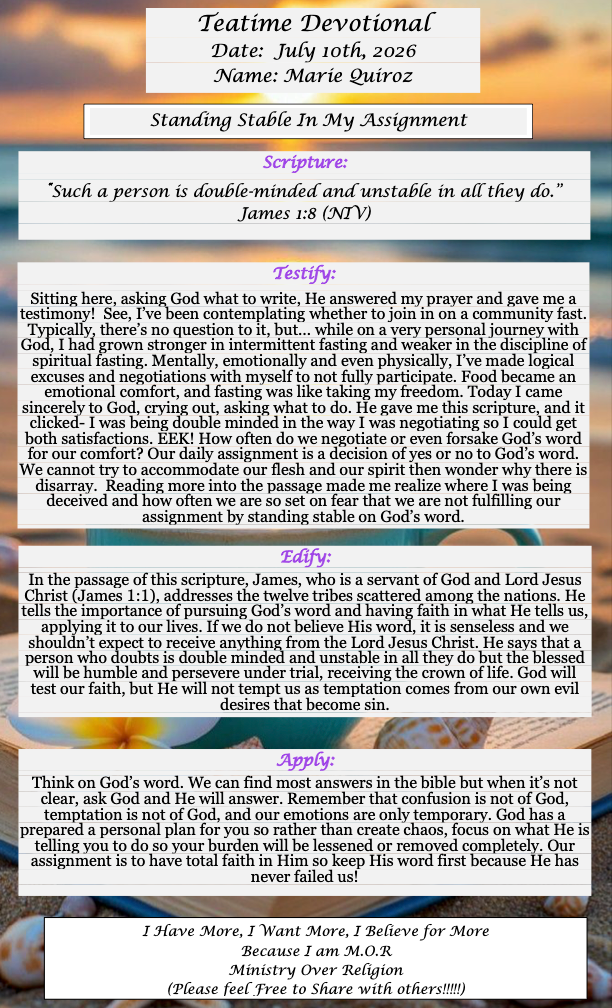 TeaTime Devotional July 10th, 2026