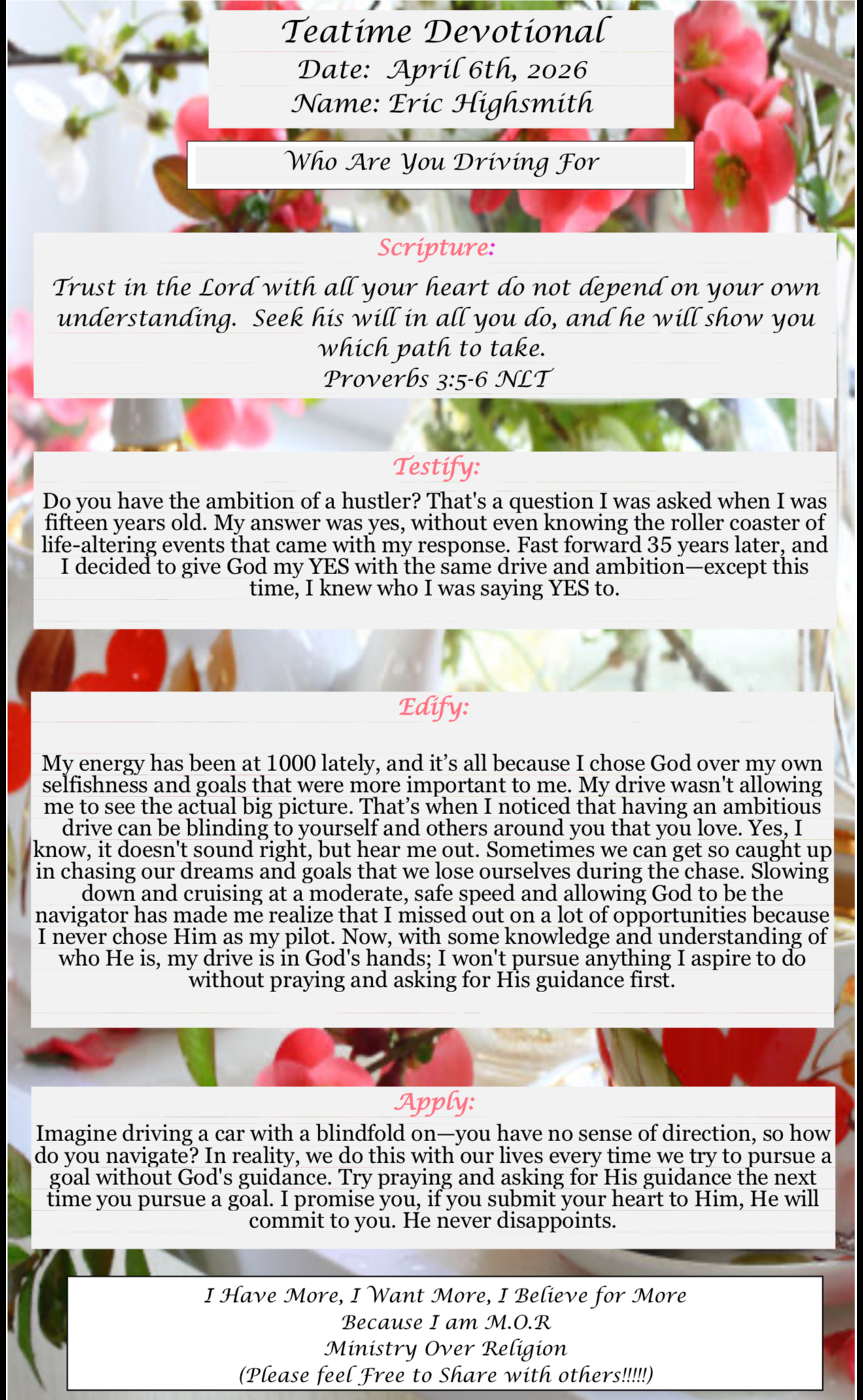 TeaTime Devotional April 6th, 2026