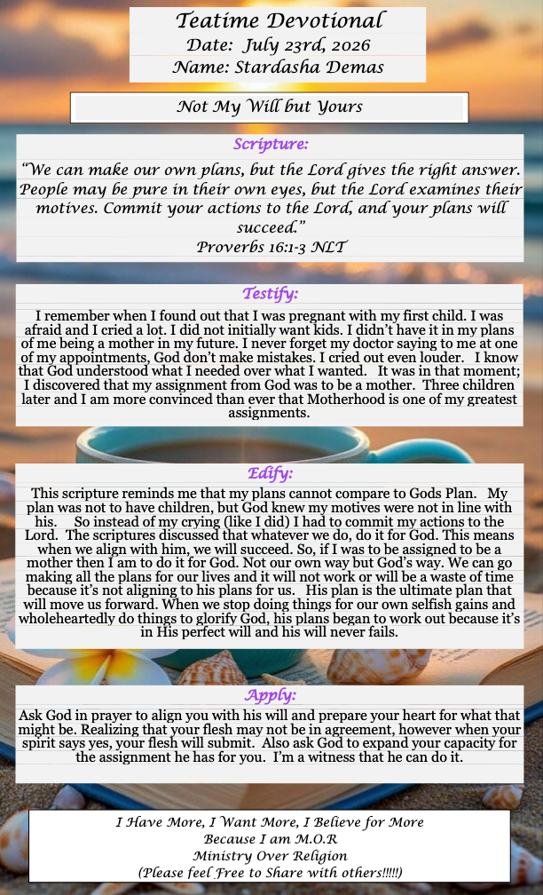 TeaTime Devotional July 23rd, 2026