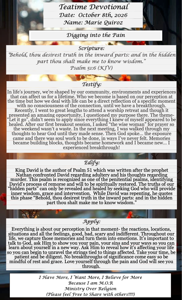 TeaTime Devotional October 08th, 2026