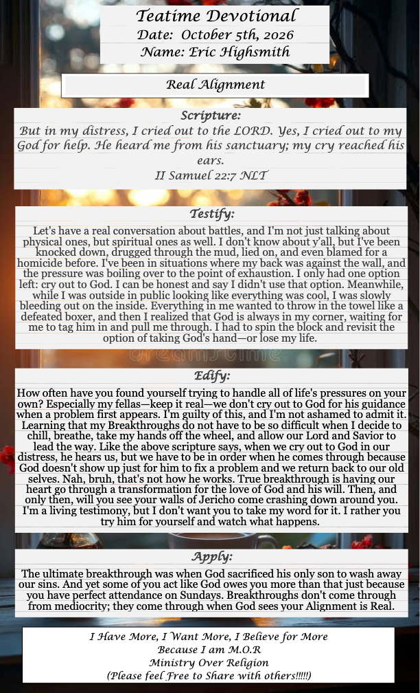 TeaTime Devotional October 05th, 2026