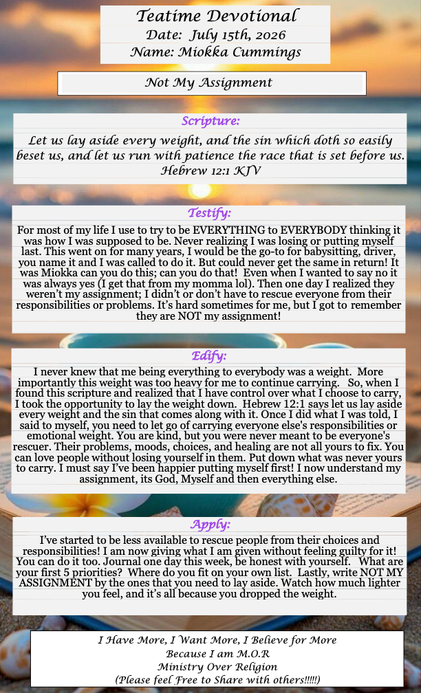 TeaTime Devotional July 15th, 2026