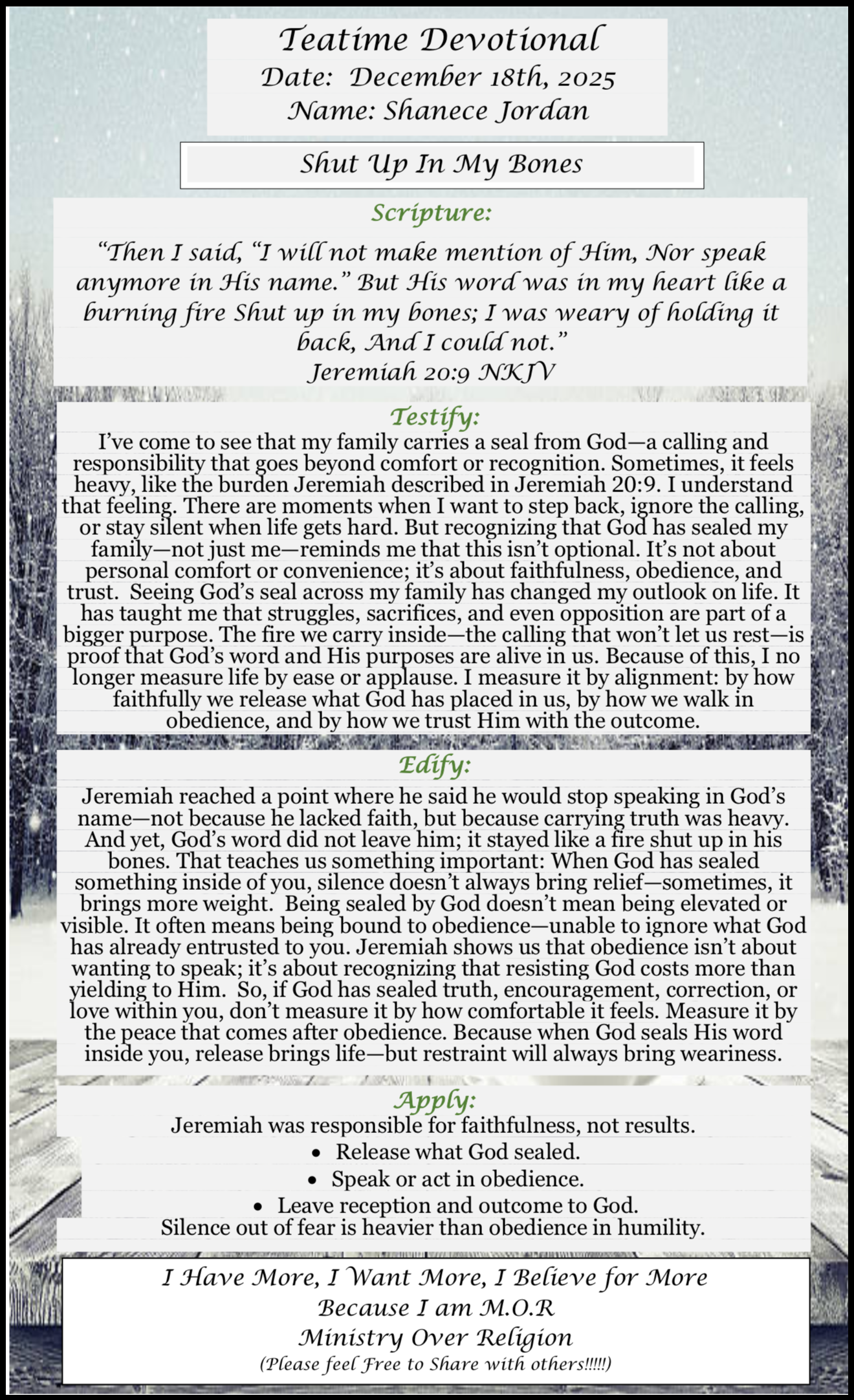 TeaTime Devotional December 18th, 2025