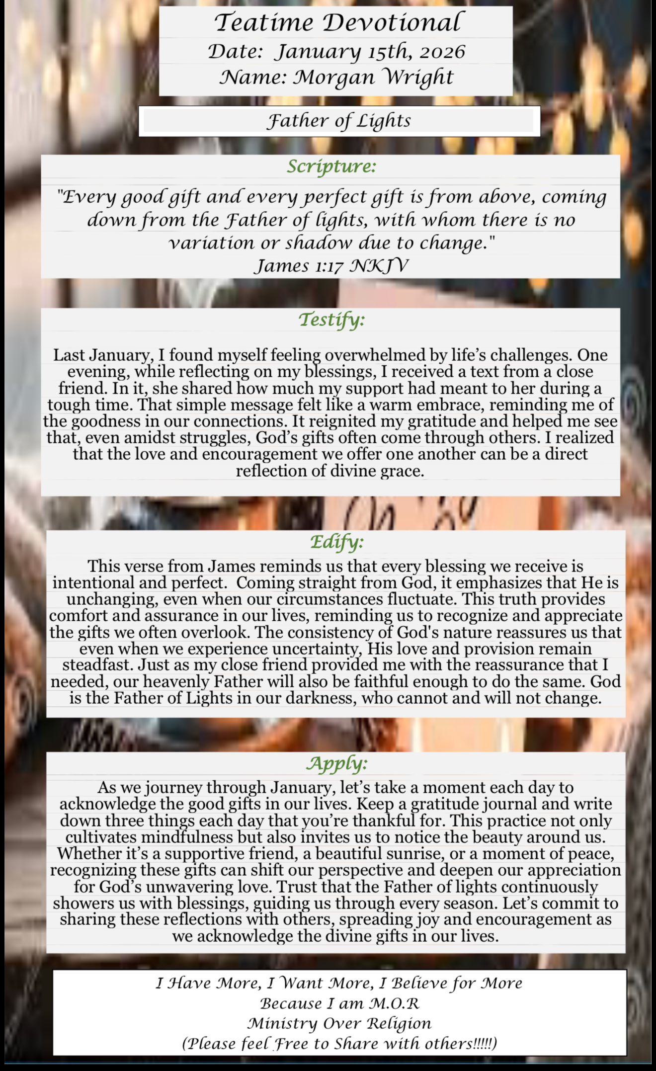 TeaTime Devotional January 15th, 2026