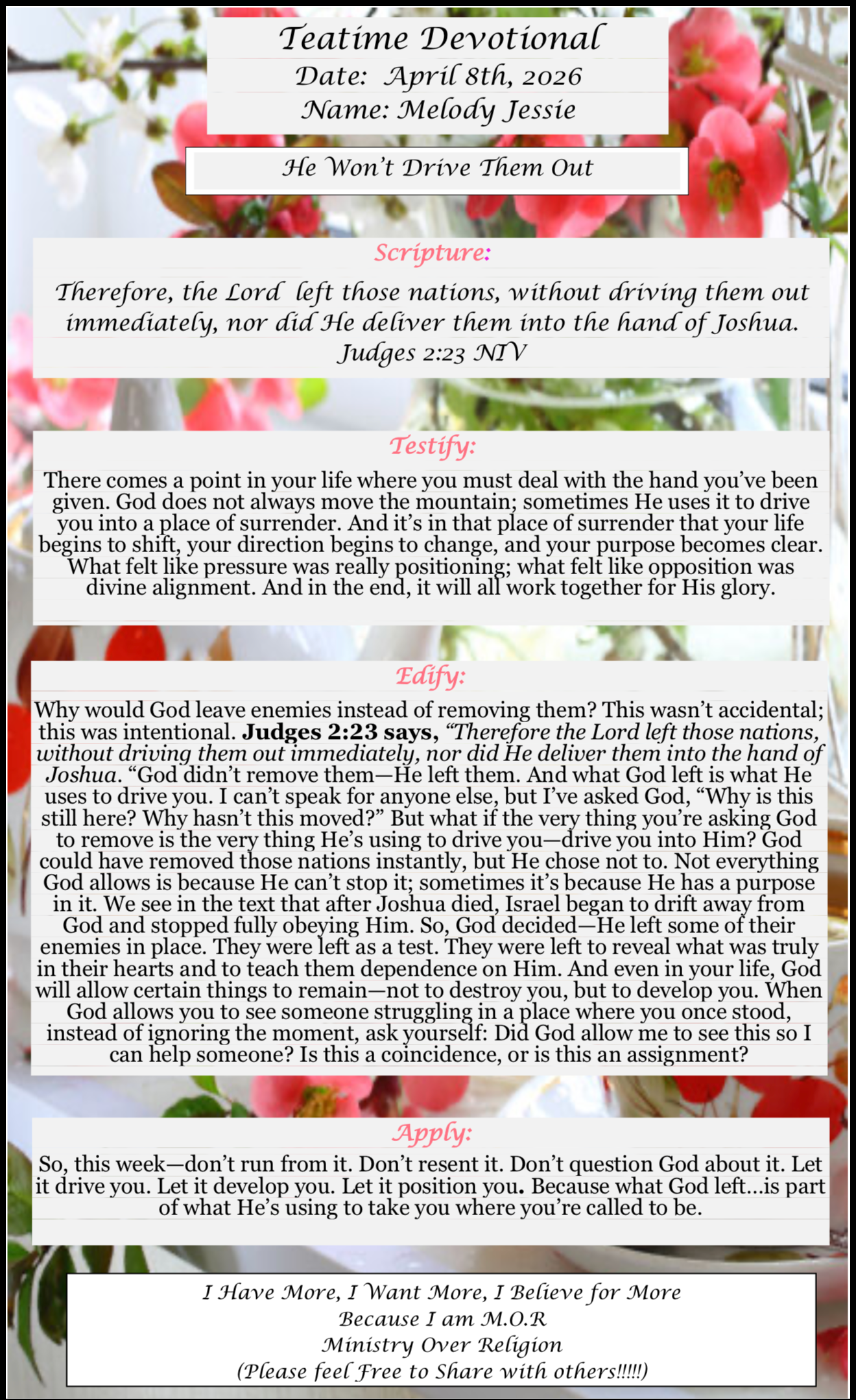 TeaTime Devotional April 8th, 2026