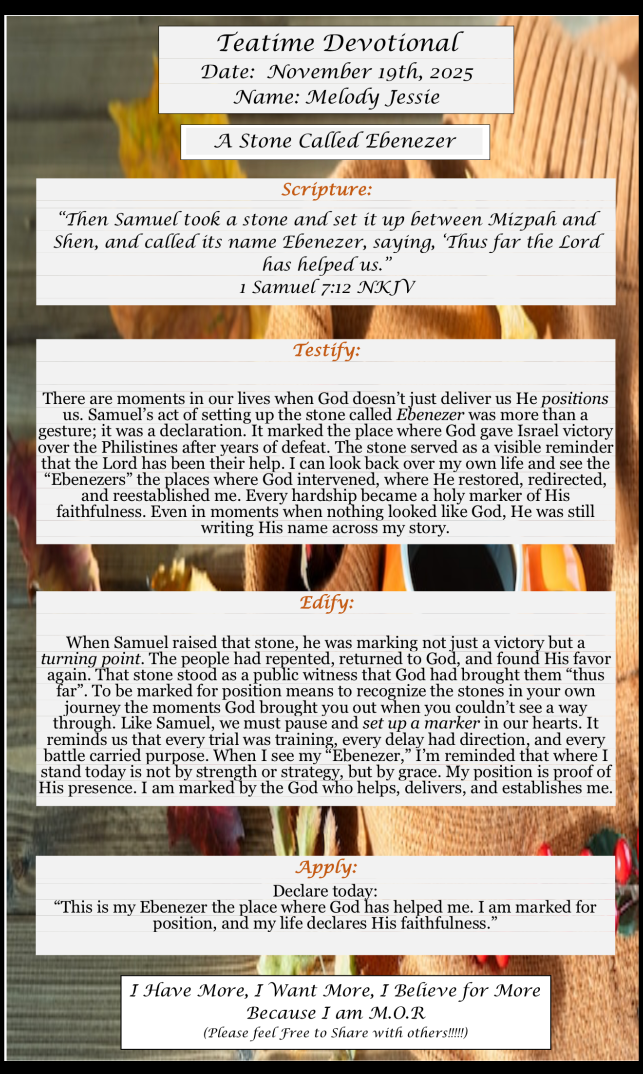 TeaTime Devotional November 19th, 2025