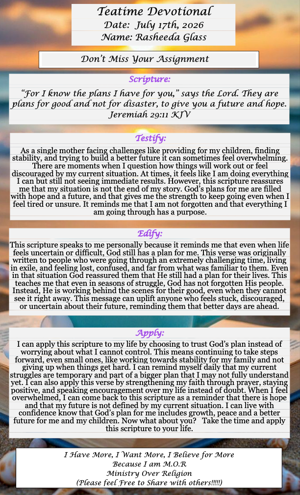 TeaTime Devotional July 17th, 2026 