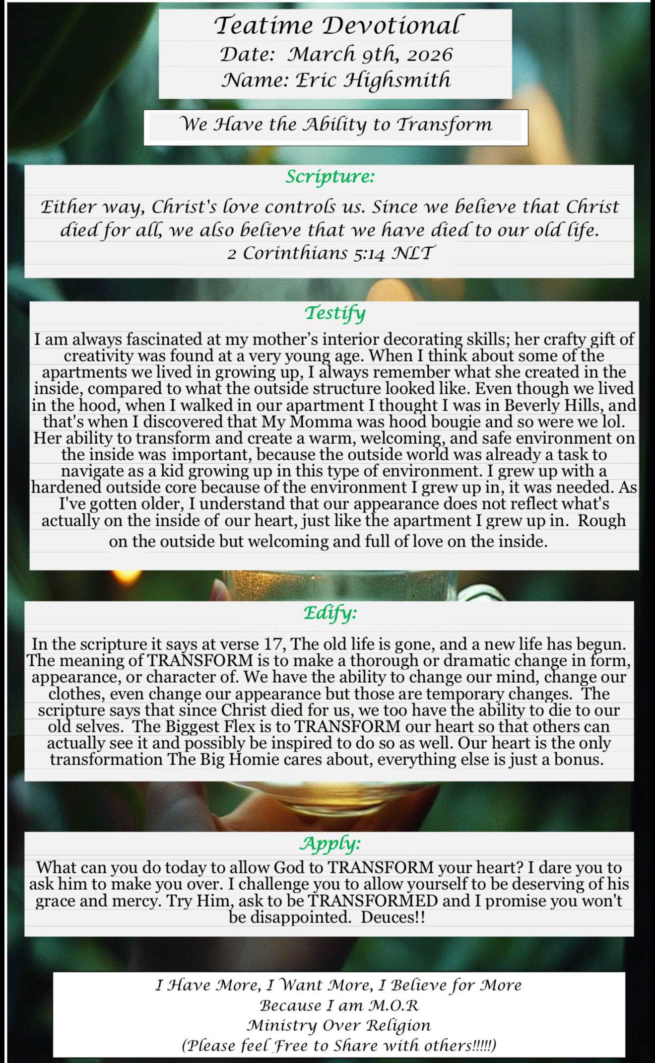 TeaTime Devotional March 9th, 2026