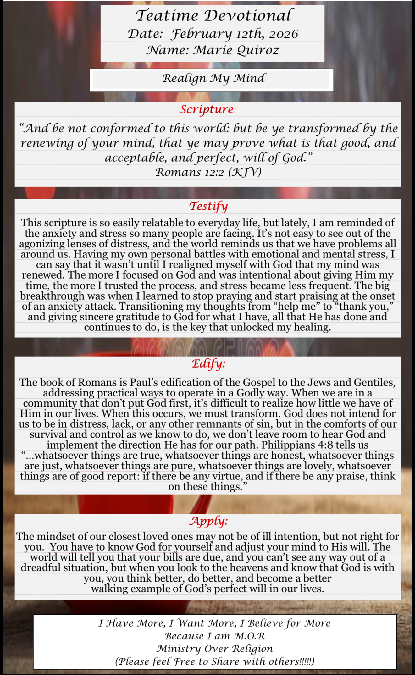 TeaTime Devotional February 12th, 2026