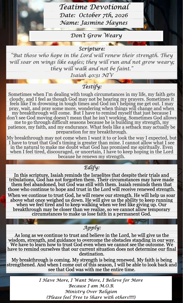 TeaTime Devotional October 07th, 2026
