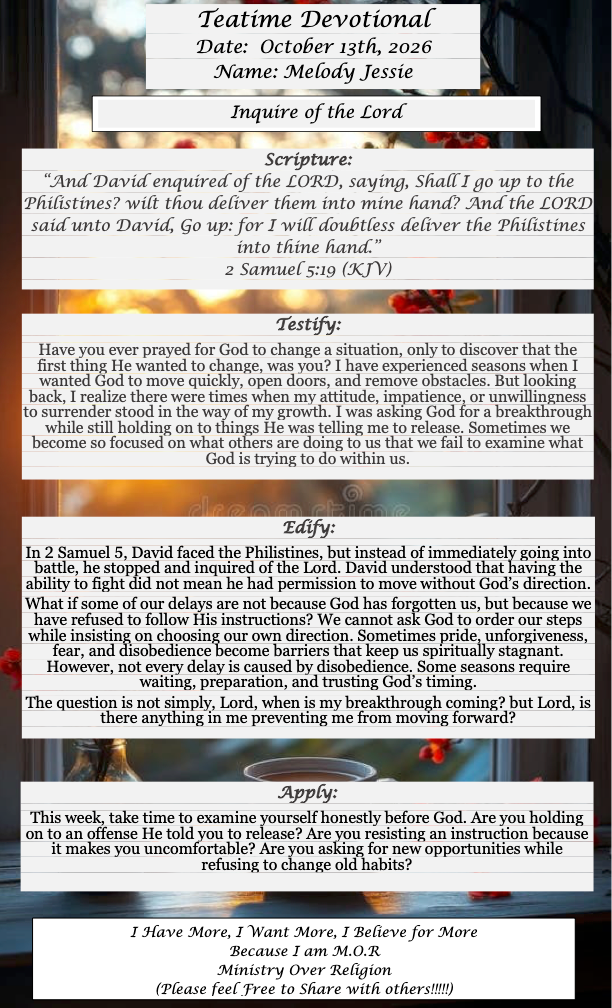 TeaTime Devotional October 13th, 2026