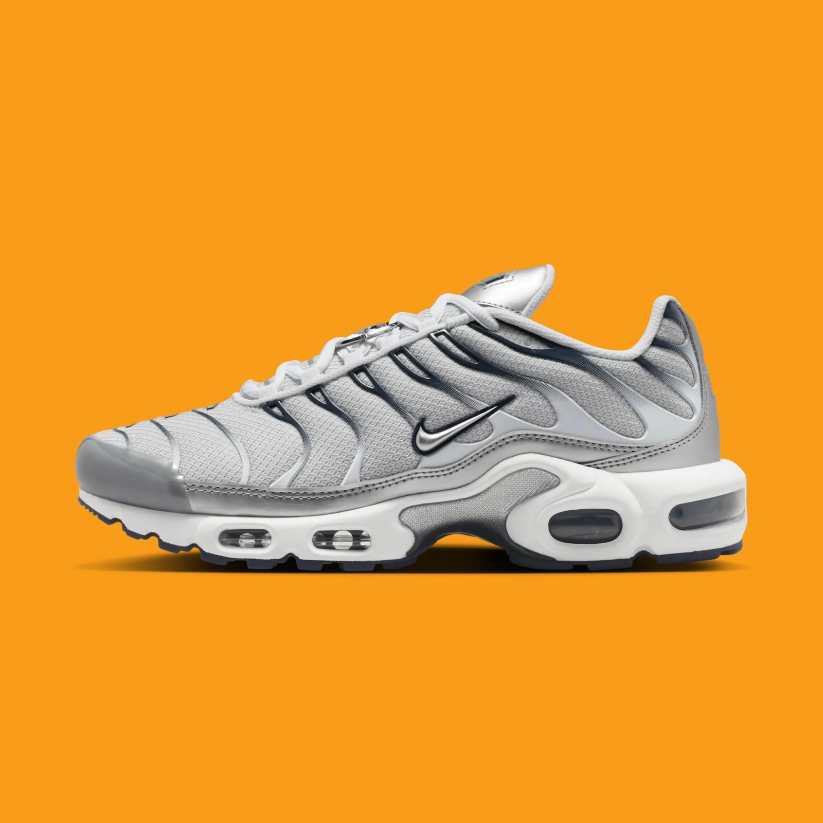 Nike Air Max Plus W "Metallic Silver" drops April 1st, 2026