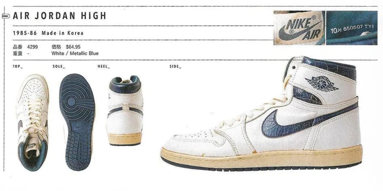 Air Jordan 1 High Metallic Blue 1985 White / Metallic Blue 4299