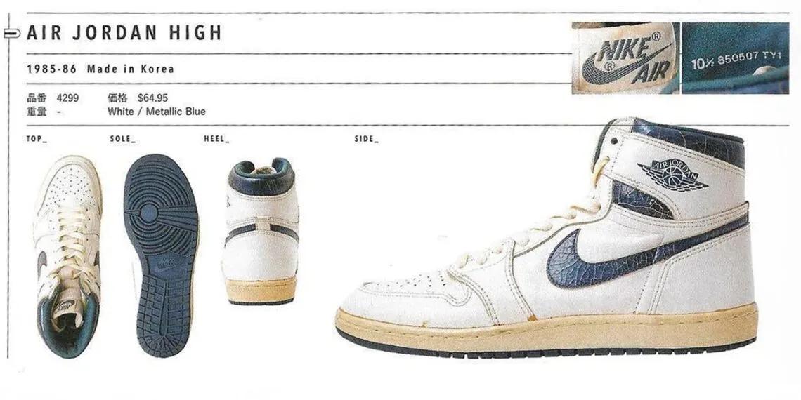 Air Jordan 1 High Metallic Blue 1985 White / Metallic Blue 4299