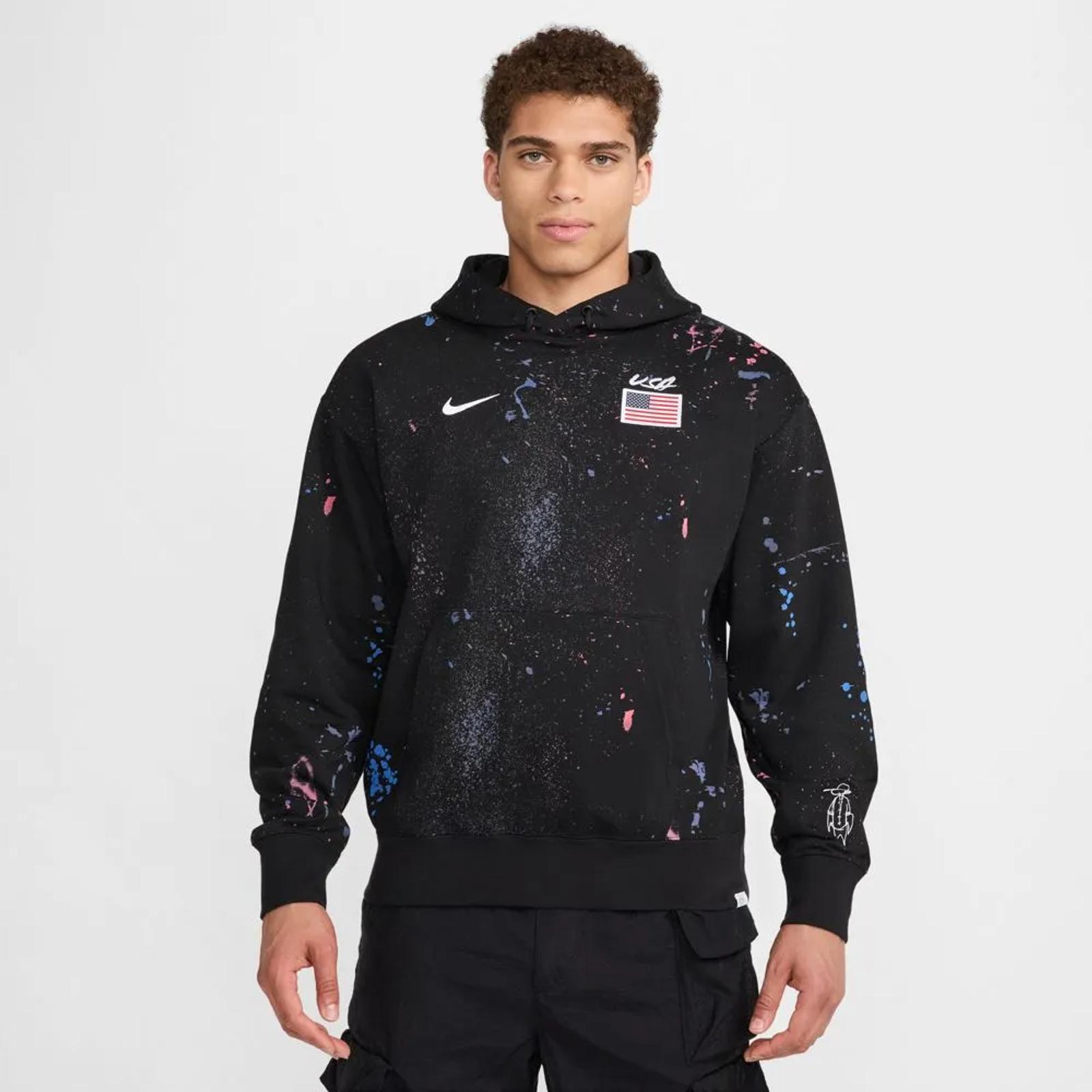Nike USA Men's Solo Fleece Pullover Hoodie Futura Black/White FD7666-010