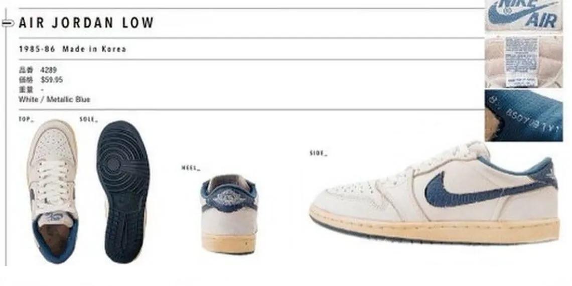 Air Jordan 1 Low Metallic Blue 1985 White / Metallic Blue 4289