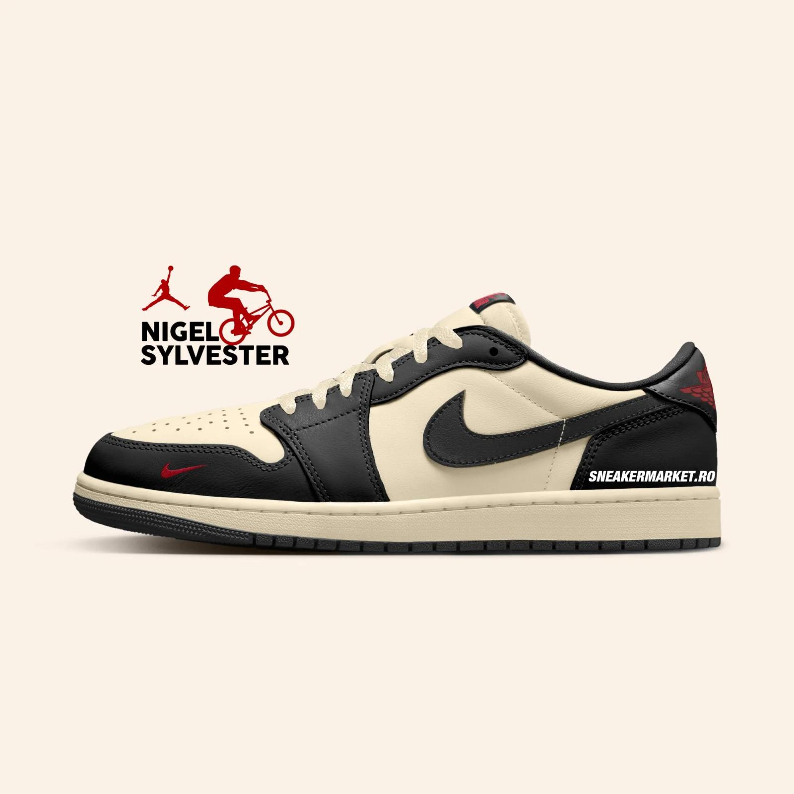 Nigel Sylvester x Air Jordan 1 Retro Low OG NRG Black / Muslin / Varsity Red IB8958-001
