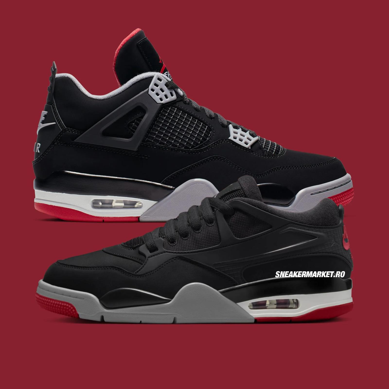 Air Jordan 4 RM Bred Black Red FQ7939-061 vs Air Jordan 4 Retro Bred 2019