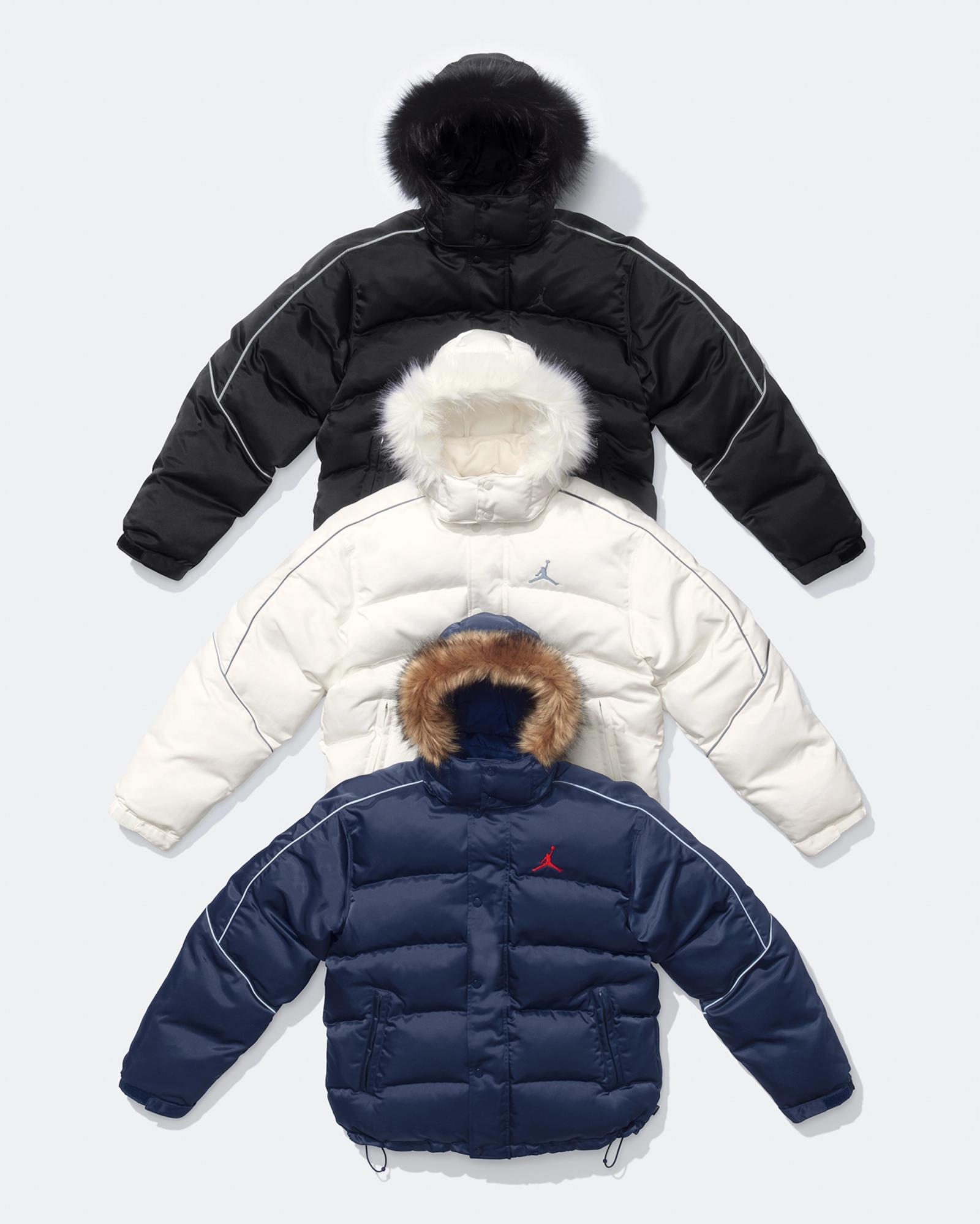 Supreme x Air Jordan Puffer Jacket Black HF0828-010 Sail HF0828-113 Midnight Navy HF0828-410