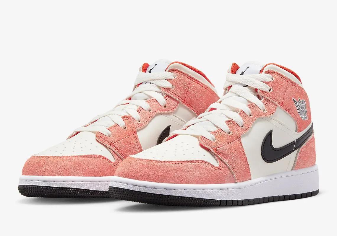 Air Jordan 1 Mid GS Orange Suede